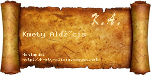 Kmety Alícia névjegykártya